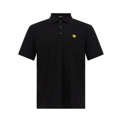 Versace Black Cotton Polo Shirt