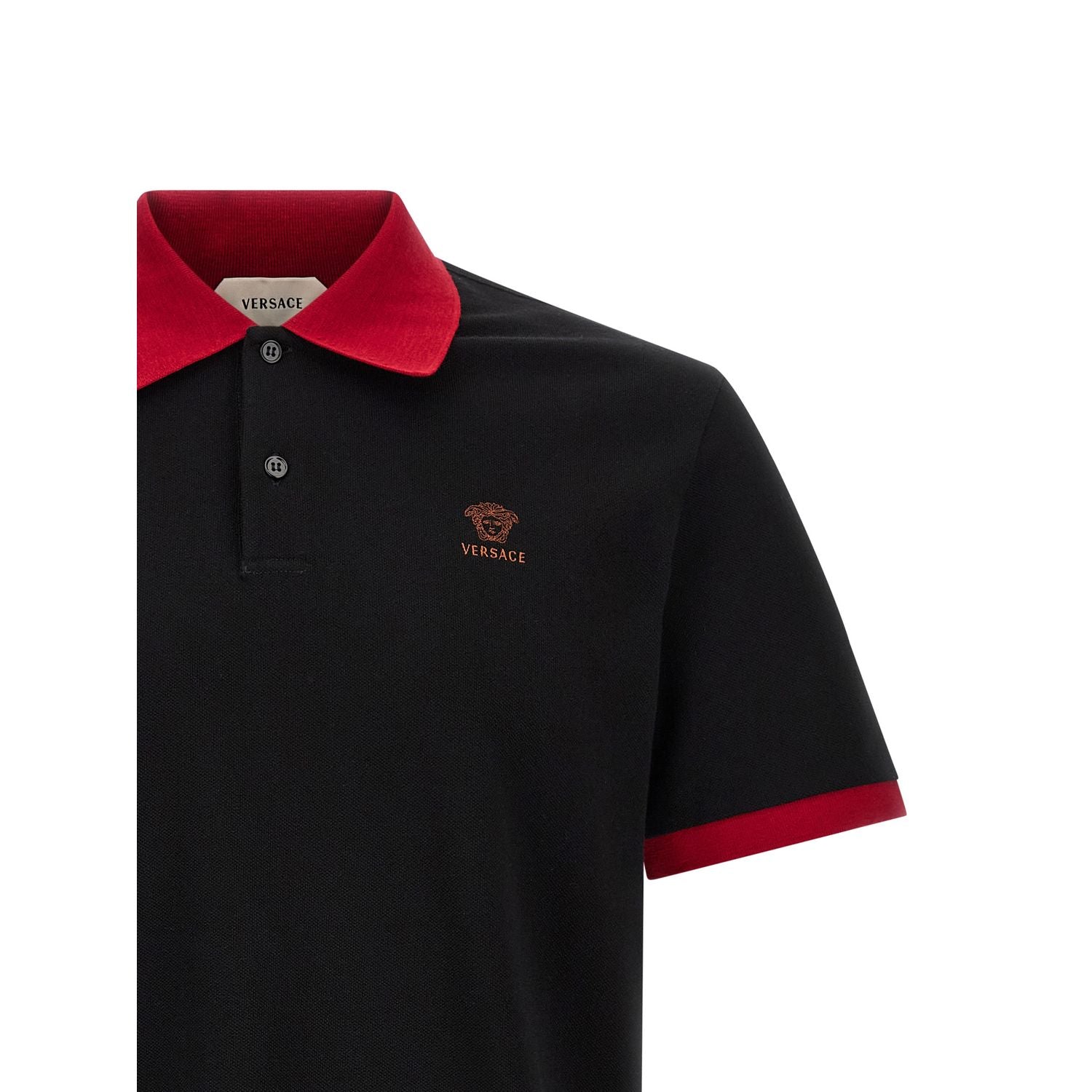Versace Black Cotton Polo Shirt