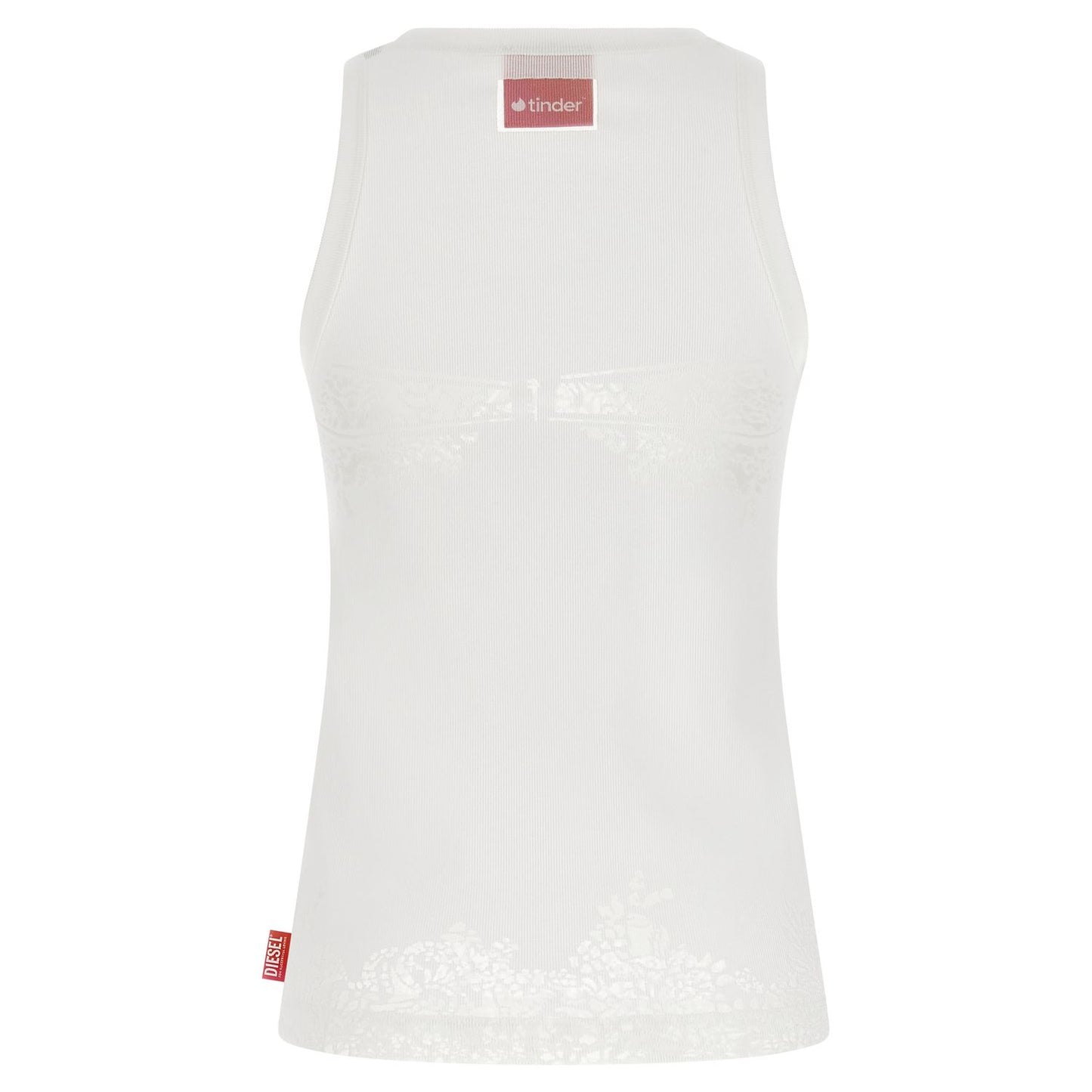 Diesel White Cotton Tank Tops