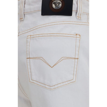 Versace White Cotton High-Waisted Jean