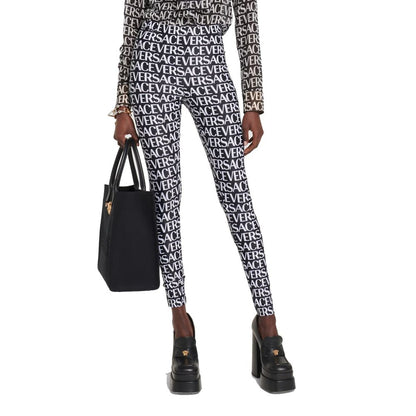 Versace Black Elastane Leggings