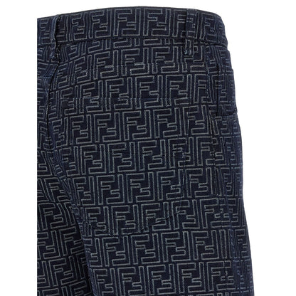 Fendi Blue Cotton Bermuda Shorts