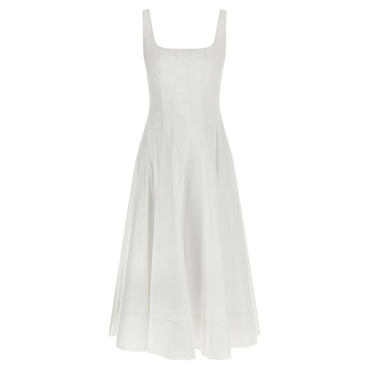 Staud White Cotton Midi Dress