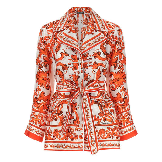 Dolce & Gabbana Orange Silk Blouse