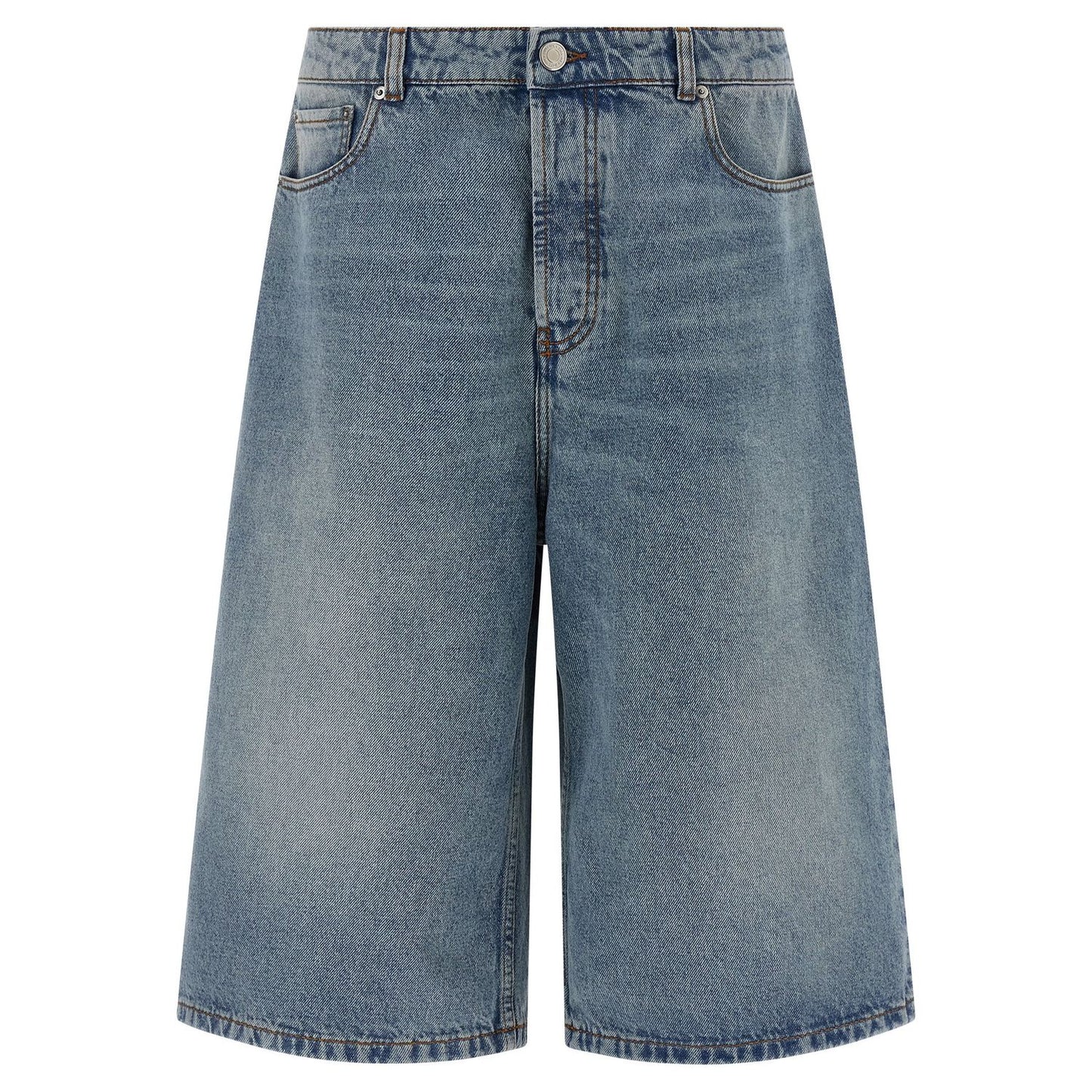 Ami Paris Blue Cotton Bermuda Shorts