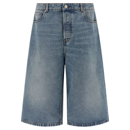 Ami Paris Blue Cotton Bermuda Shorts