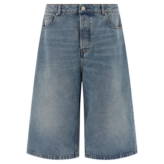 Ami Paris Blue Cotton Bermuda Shorts