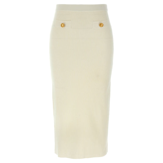 Alessandra Rich White Wool Midi Skirt