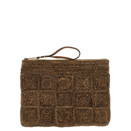 Ibeliv Brown Raffia Clutch Bag