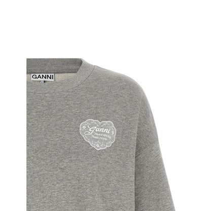 Ganni Gray Organic Cotton Sweatshirt
