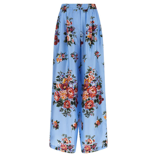Dolce & Gabbana Blue Silk Casual Pants