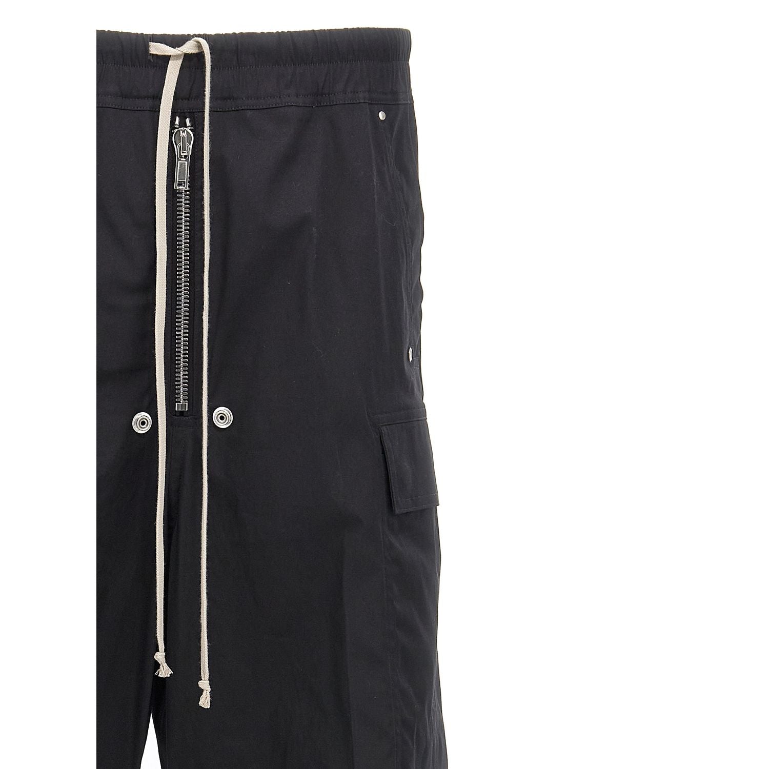 Rick Owens Black Cotton Cargo Pants