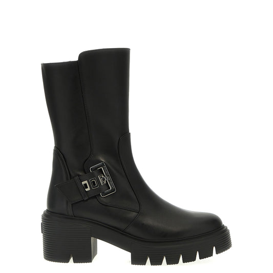 Stuart Weitzman Black Calfskin Ankle Boots
