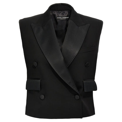 Dolce & Gabbana Black Silk Sleeveless Jacket