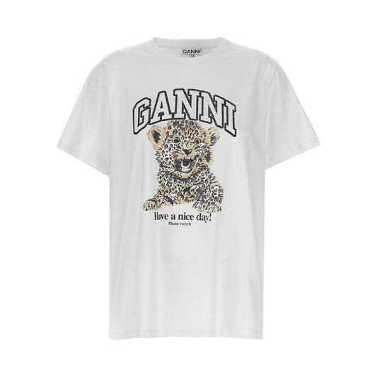 Ganni White Cotton T-Shirt