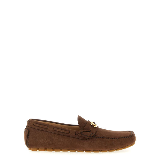 Valentino Garavani Brown Calfskin Slip-On Loafers