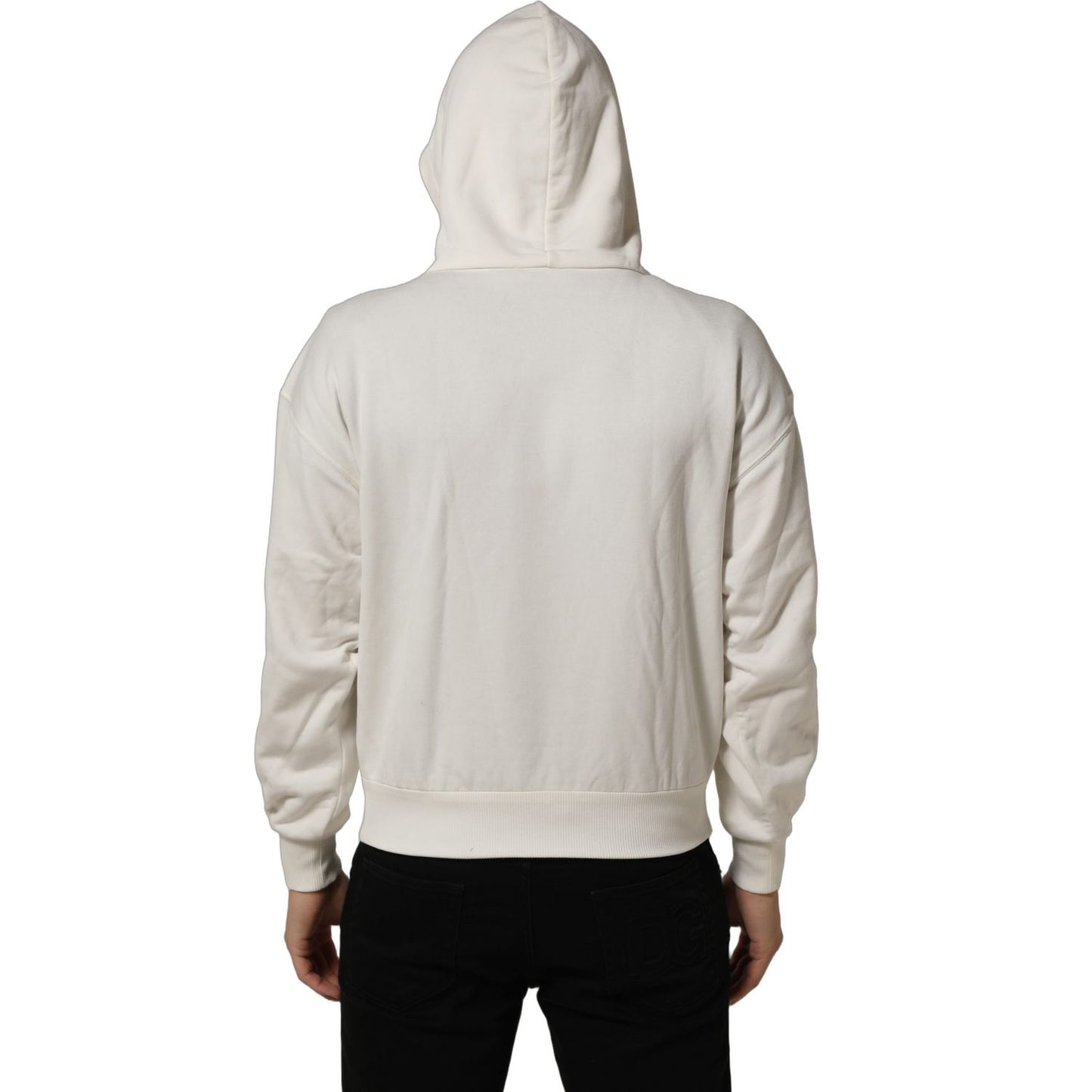 Dolce & Gabbana White Logo Hooded PulloverSweatshirt Sweater