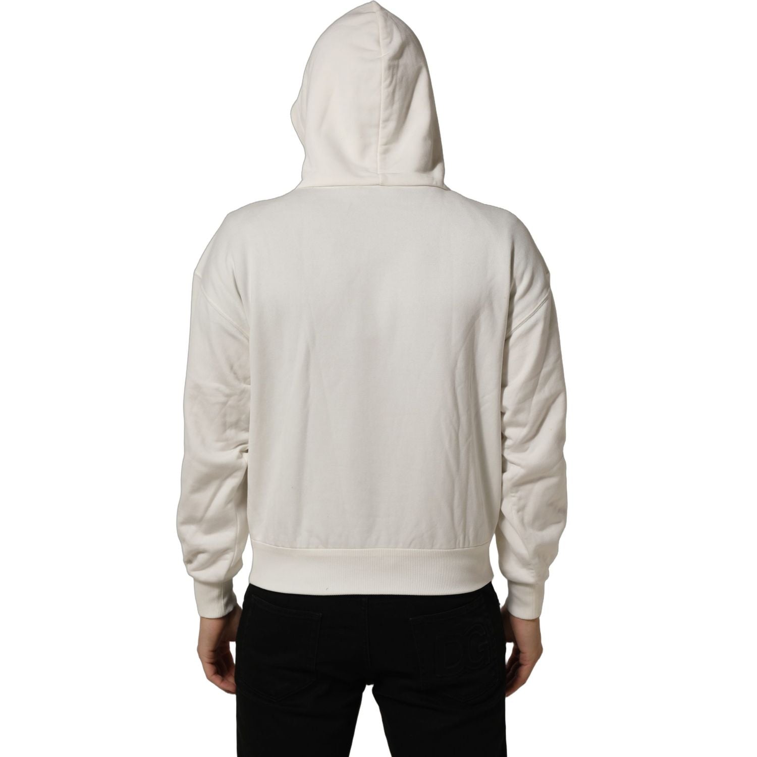 Dolce & Gabbana White Logo Hooded PulloverSweatshirt Sweater