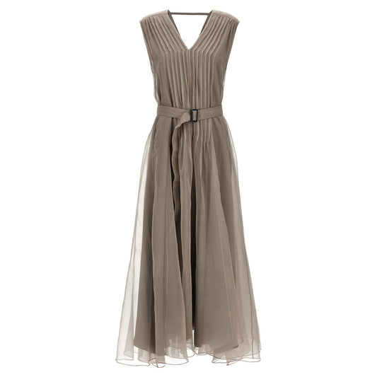 Brunello Cucinelli Beige Silk Long Dress