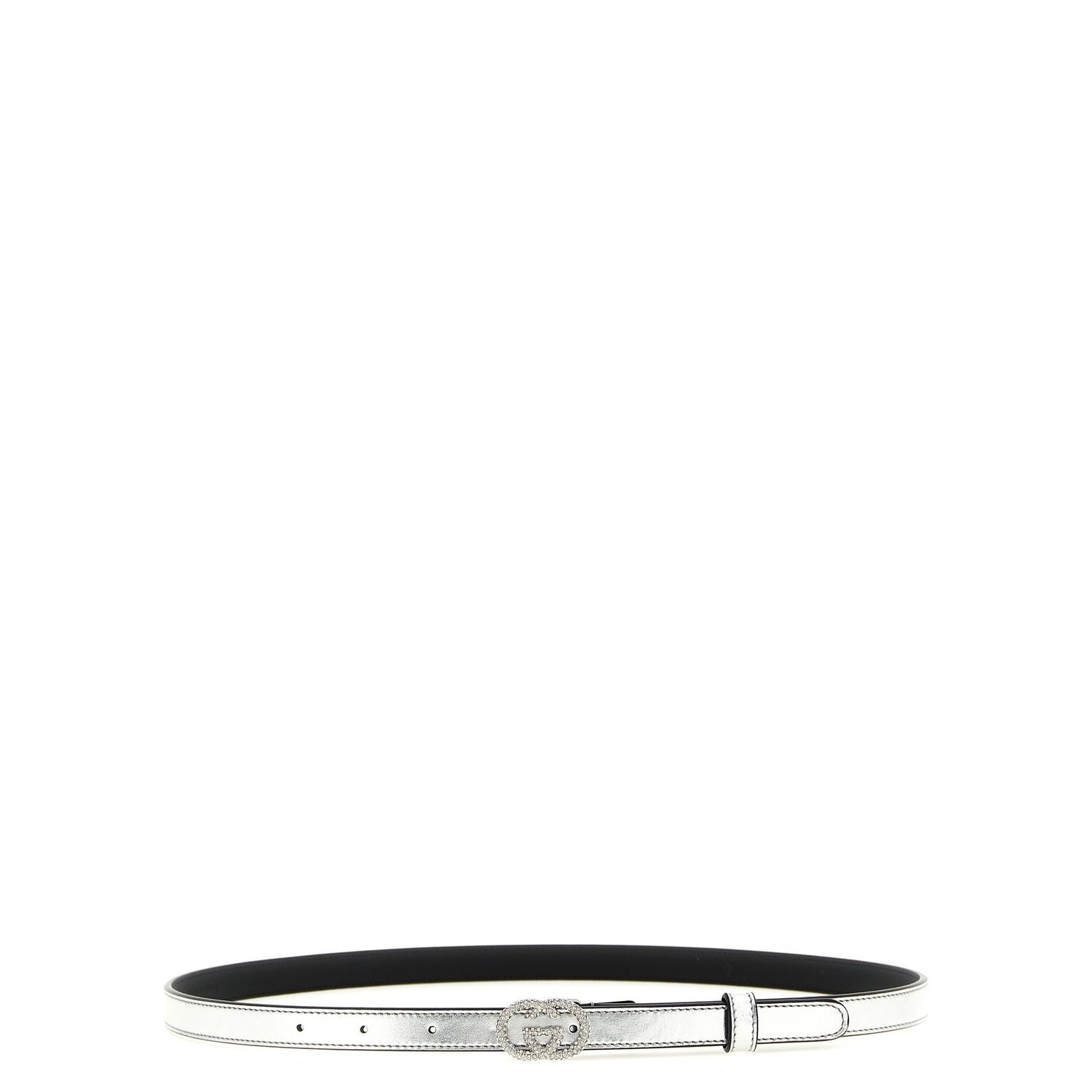 Gucci Silver Calfskin Thin Belt