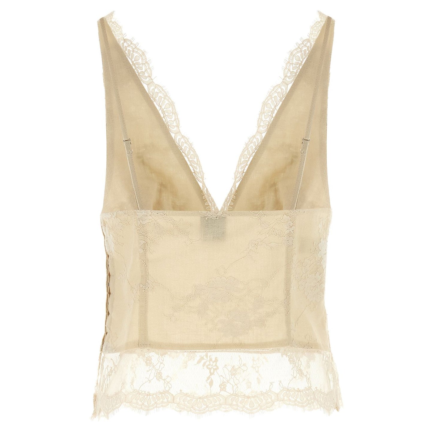 PINKO Beige Linen Tank Tops
