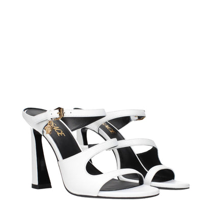 Versace White Leather Stiletto Heel Sandals