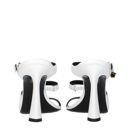 Versace White Leather Stiletto Heel Sandals