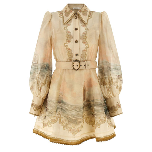 Zimmermann Beige Linen Short Dress