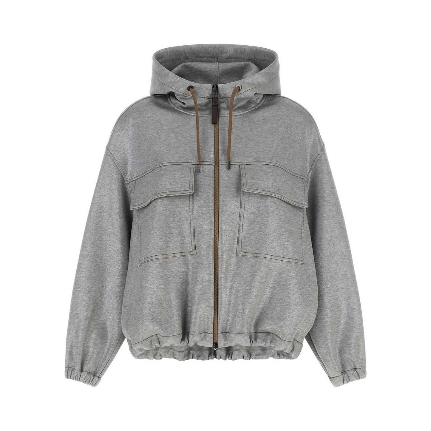 Brunello Cucinelli Silver Cotton Bomber