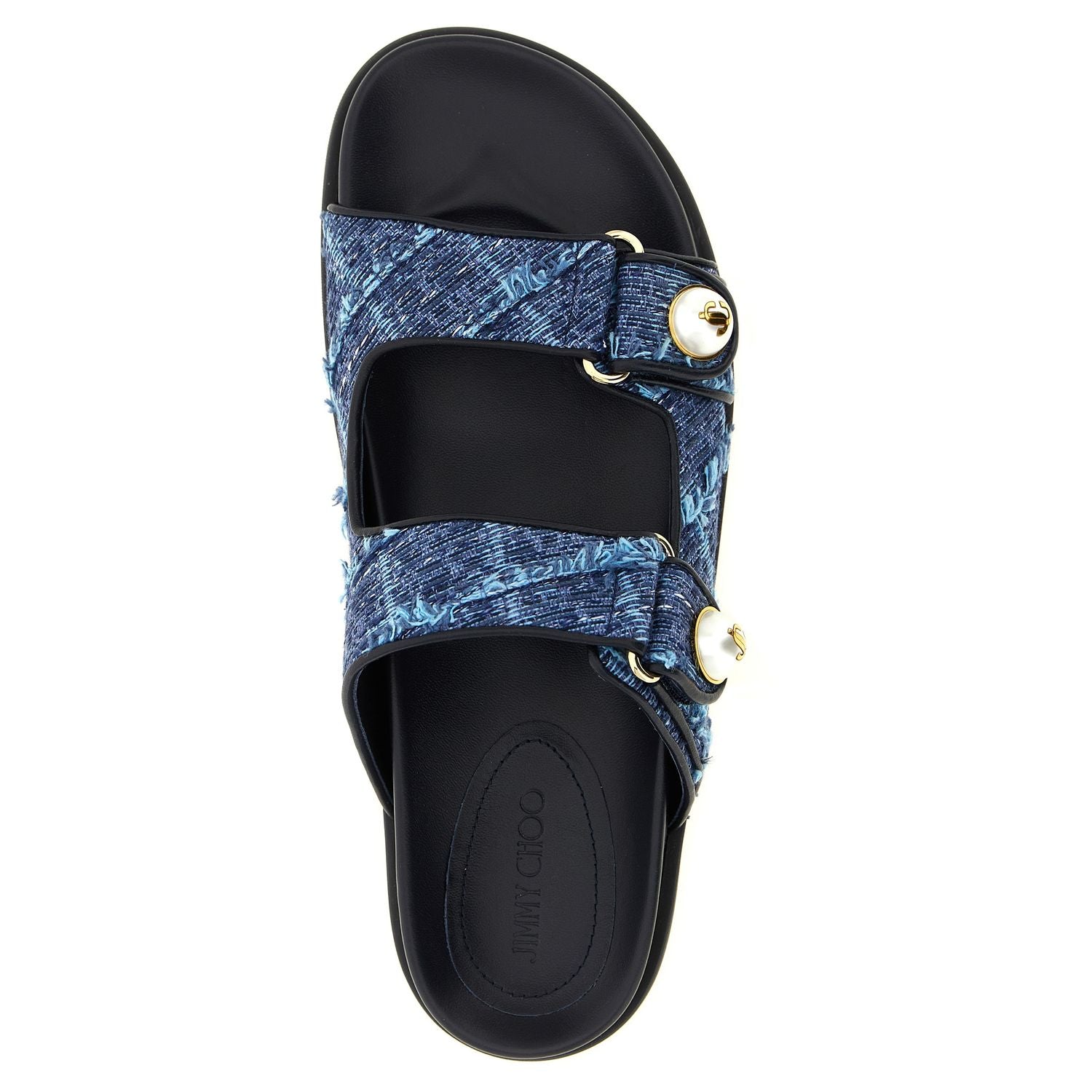 Jimmy Choo Blue Tencel Slides