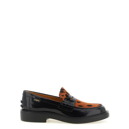 Tod's Black Calfskin Slip-On Loafers