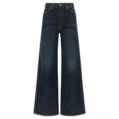 Khaite Blue Cotton Flared Jeans