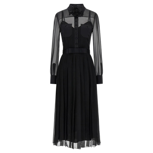 Dolce & Gabbana Black Silk Midi Dress