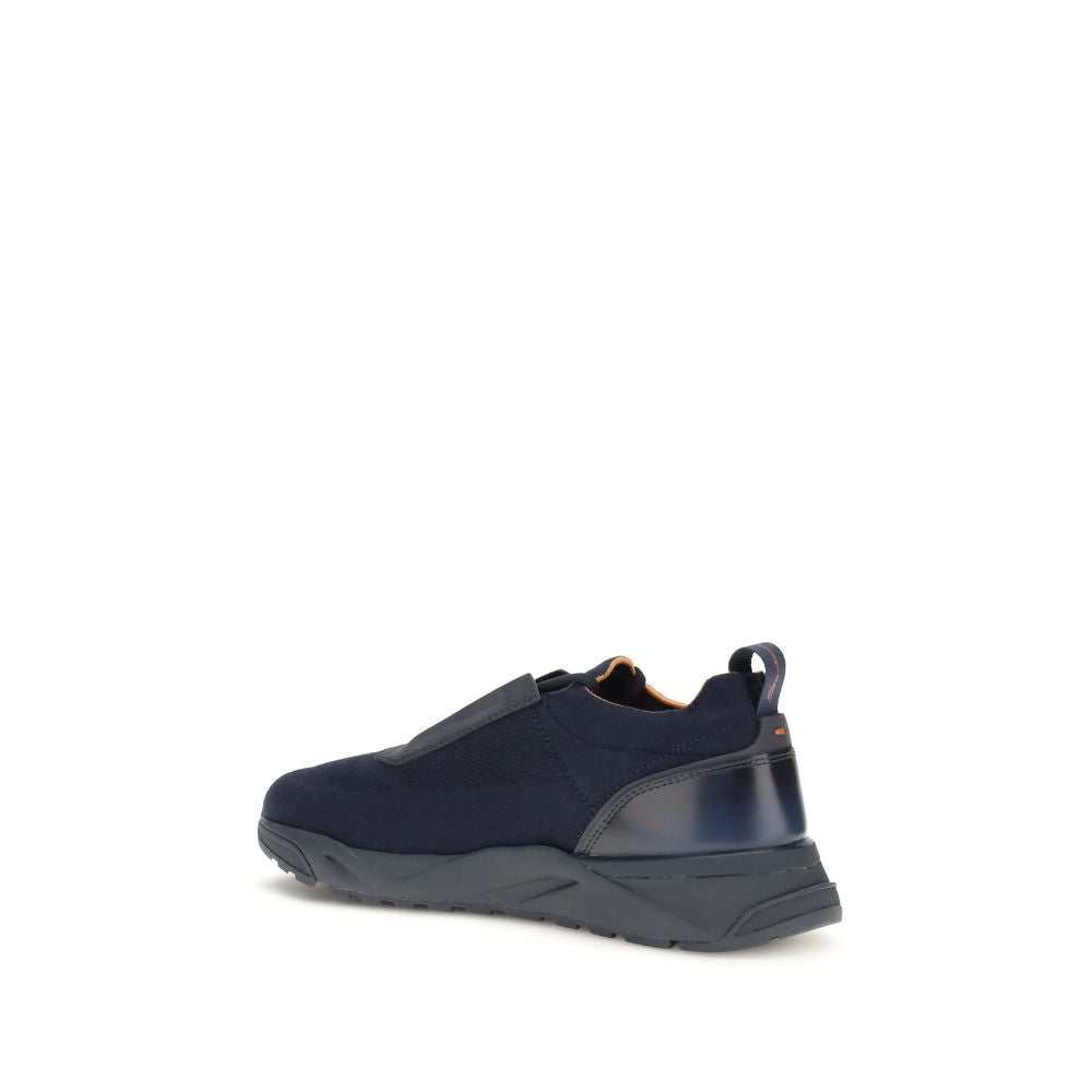 Santoni Blue Fabric Athletic Sneakers