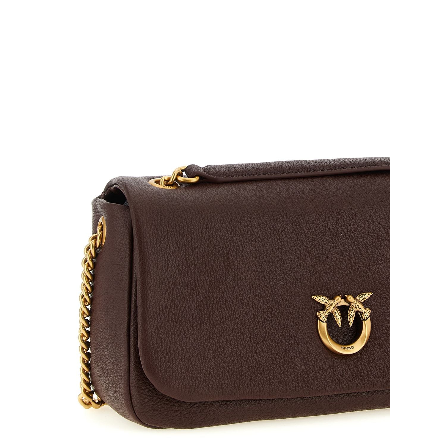 PINKO Brown Lamb Leather Shoulder Bag