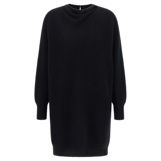 Brunello Cucinelli Black Virgin Wool Short Dress
