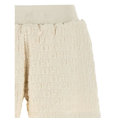 Off-White Beige Cotton Bermuda Shorts
