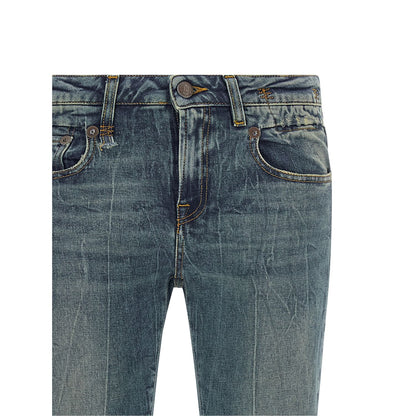 R13 Blue Cotton Flared Jeans