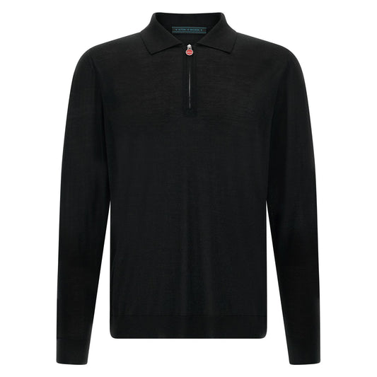 Kiton Black Wool Polo Shirt