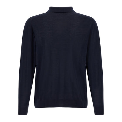 Kiton Blue Wool Polo Shirt