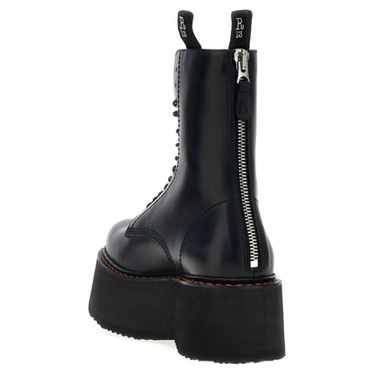 R13 Black Cowhide Lace-Up Boots