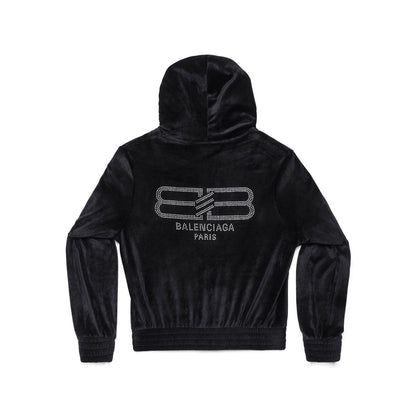 Balenciaga Crystal embellished velvet zip-up hoodie Topwear