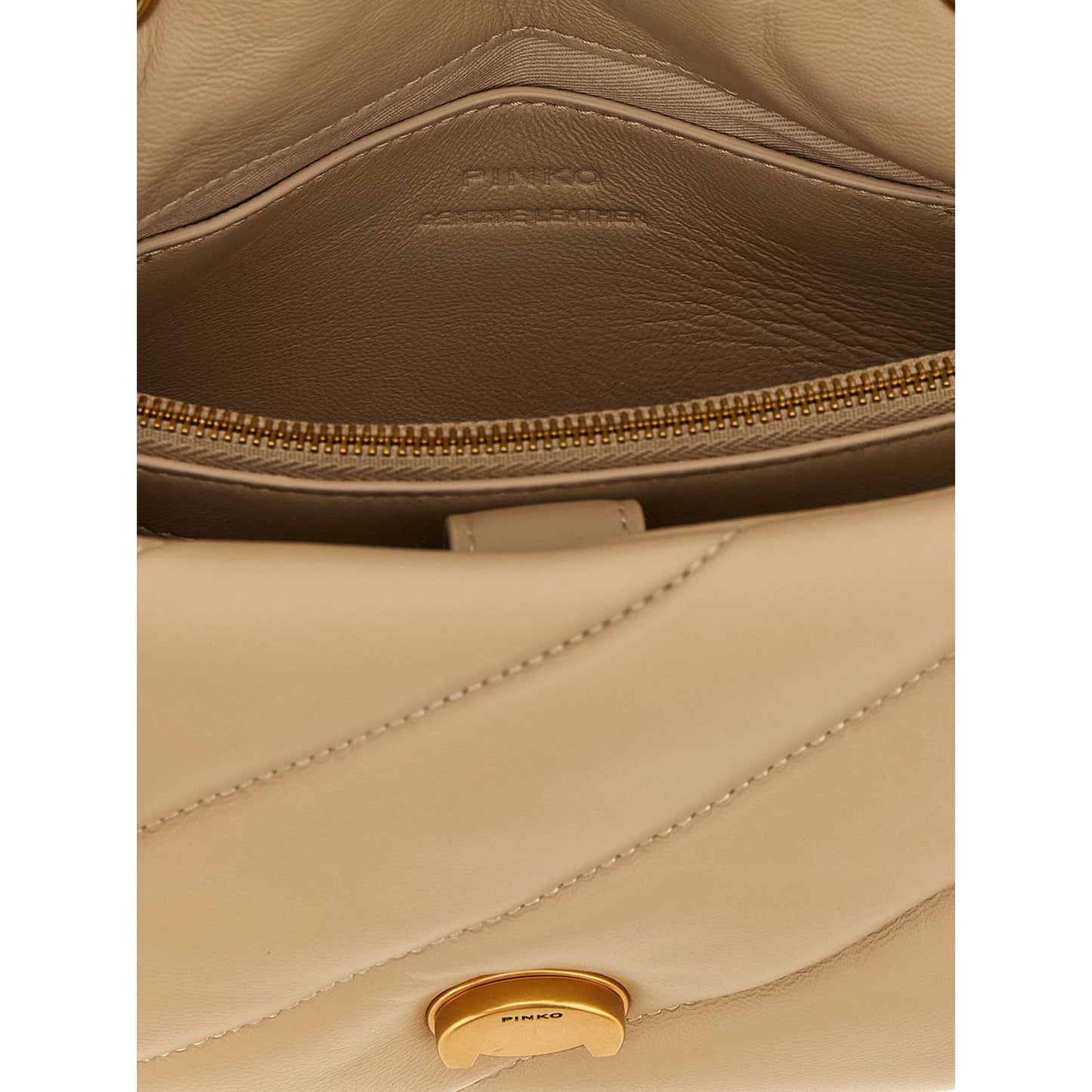 PINKO Beige Lambskin Crossbody Bag