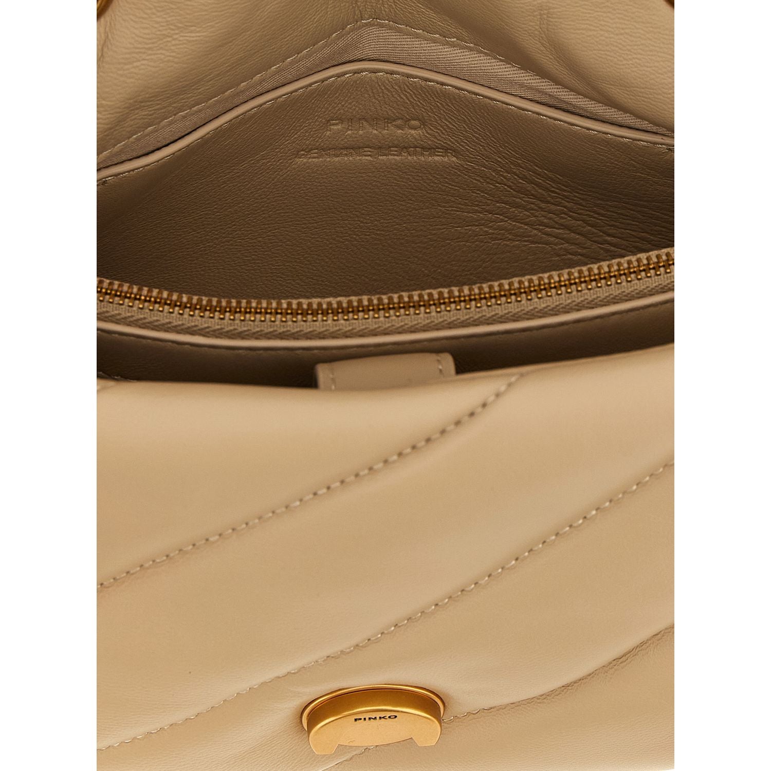 PINKO Beige Lambskin Crossbody Bag