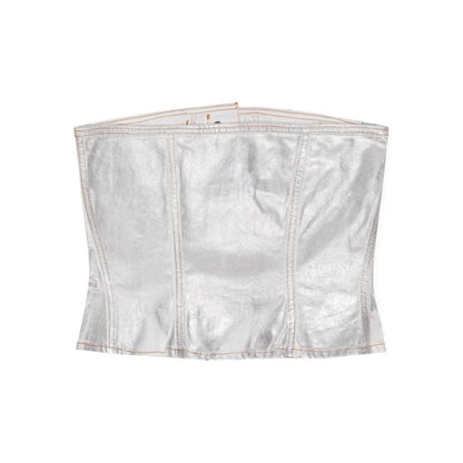 Ganni Silver Foil Denim Corsage
