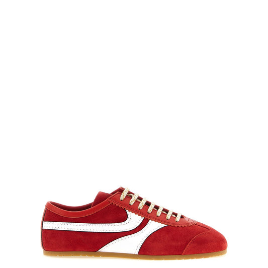Dries Van Noten Red Calfskin Athletic Sneakers