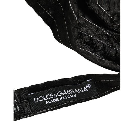 Dolce & Gabbana Men Black Pinstripe Silk Adjustable Neck Papillon Bow Tie