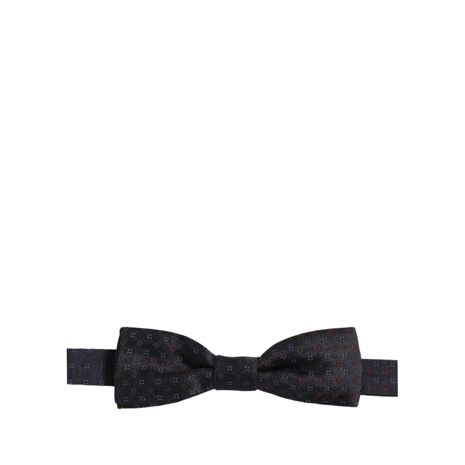 Dolce & Gabbana Dark Blue Diamond Pattern Adjustable Neck Papillon Bow Tie
