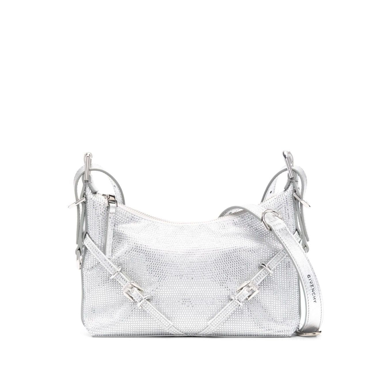 Front view with bag zipped and handles upright.