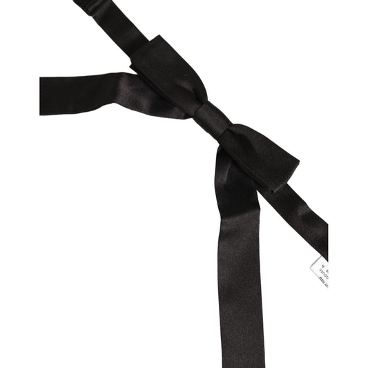 Dolce & Gabbana Men Black 100% SIlk Adjustable Neck Papillon Bow Tie